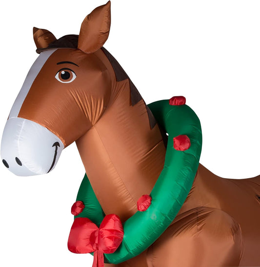 Christmas Inflatables Clydesdale Horse Holiday Inflatable, 9 Foot Wide and Lights Up, Comes with Tether Stakes, Rope, Power Supply and Two Bonus Repair Patches Brown MTR-17148
