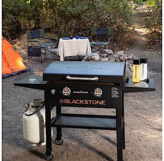 Blackstone 1883 Gas Hood & Side Shelves Heavy Duty Flat Top Griddle Grill Station for Kitchen, Camping, Outdoor, Tailgating, Countertop 28 inch Black