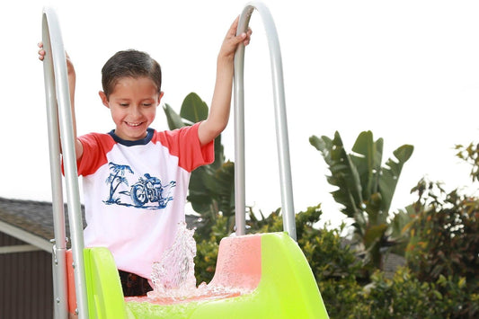 Outdoor Play Set Kids Slide: 10 ft Freestanding Climber, Swingsets, Playground Jungle Gyms Kids Love – Above Ground Pool Slide for Summer Backyard