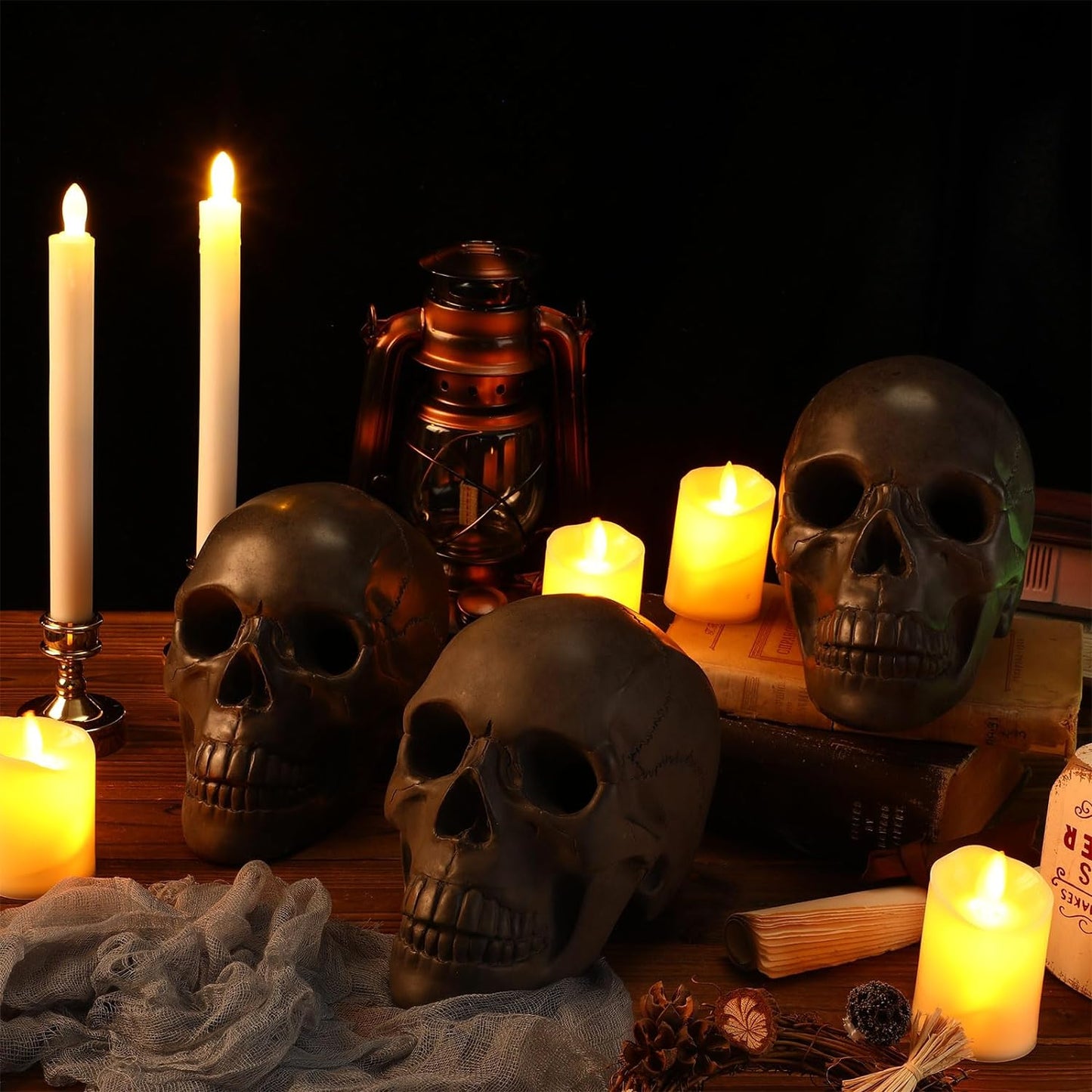 4-Pack Fire Pit Skull Dummy Skull Halloween Decoration