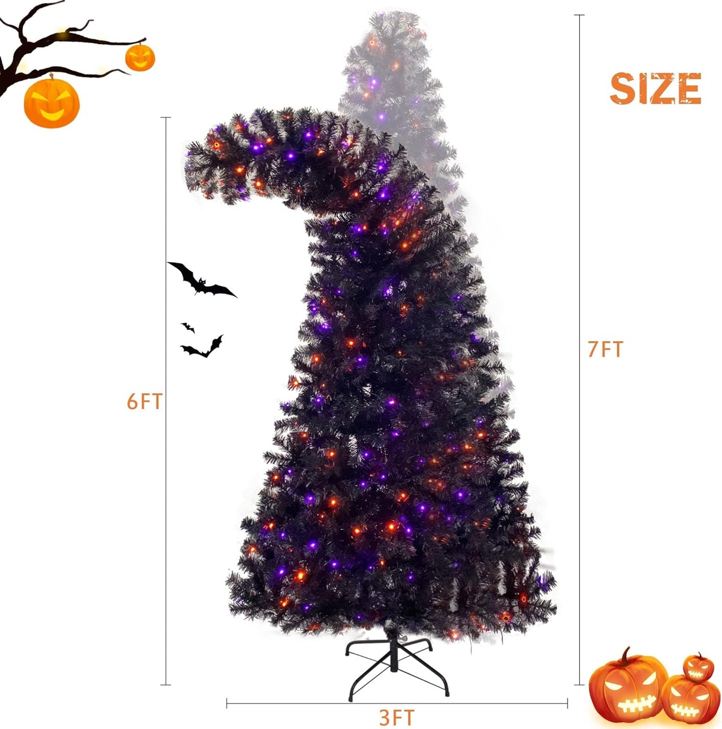 7ft Black Christmas Tree for Halloween Christmas (Black)