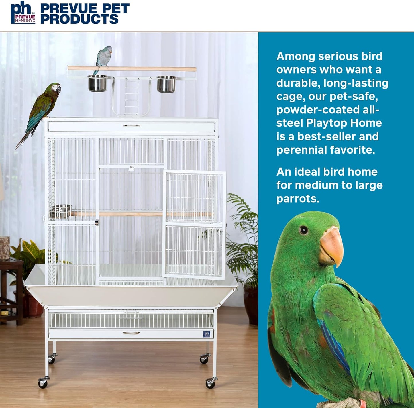 Pet Products Wrought Iron Select Bird Cage 3154C, Chalk White, 36-Inch by 24-Inch by 66-Inch