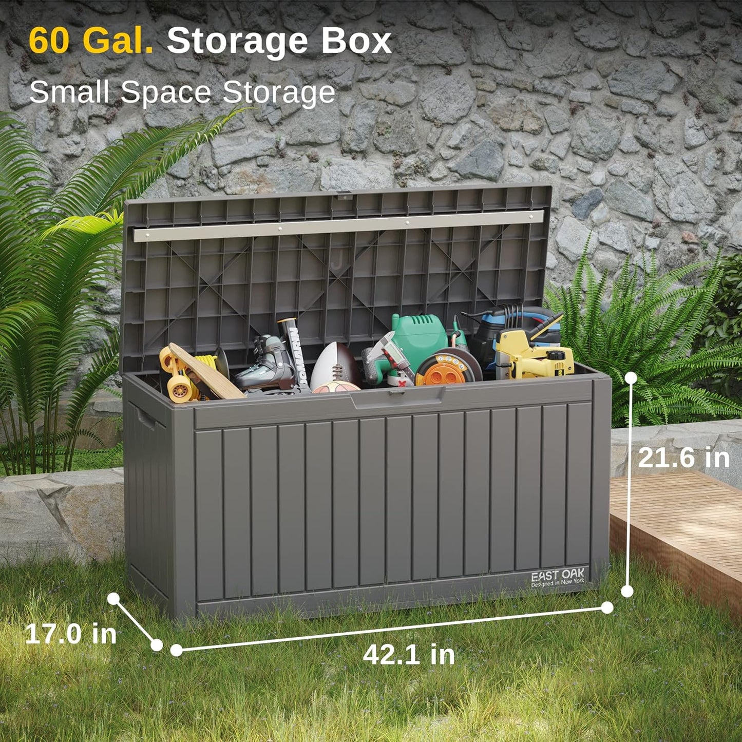 230 Gallon Deck Box, Outdoor Storage Box with Padlock
