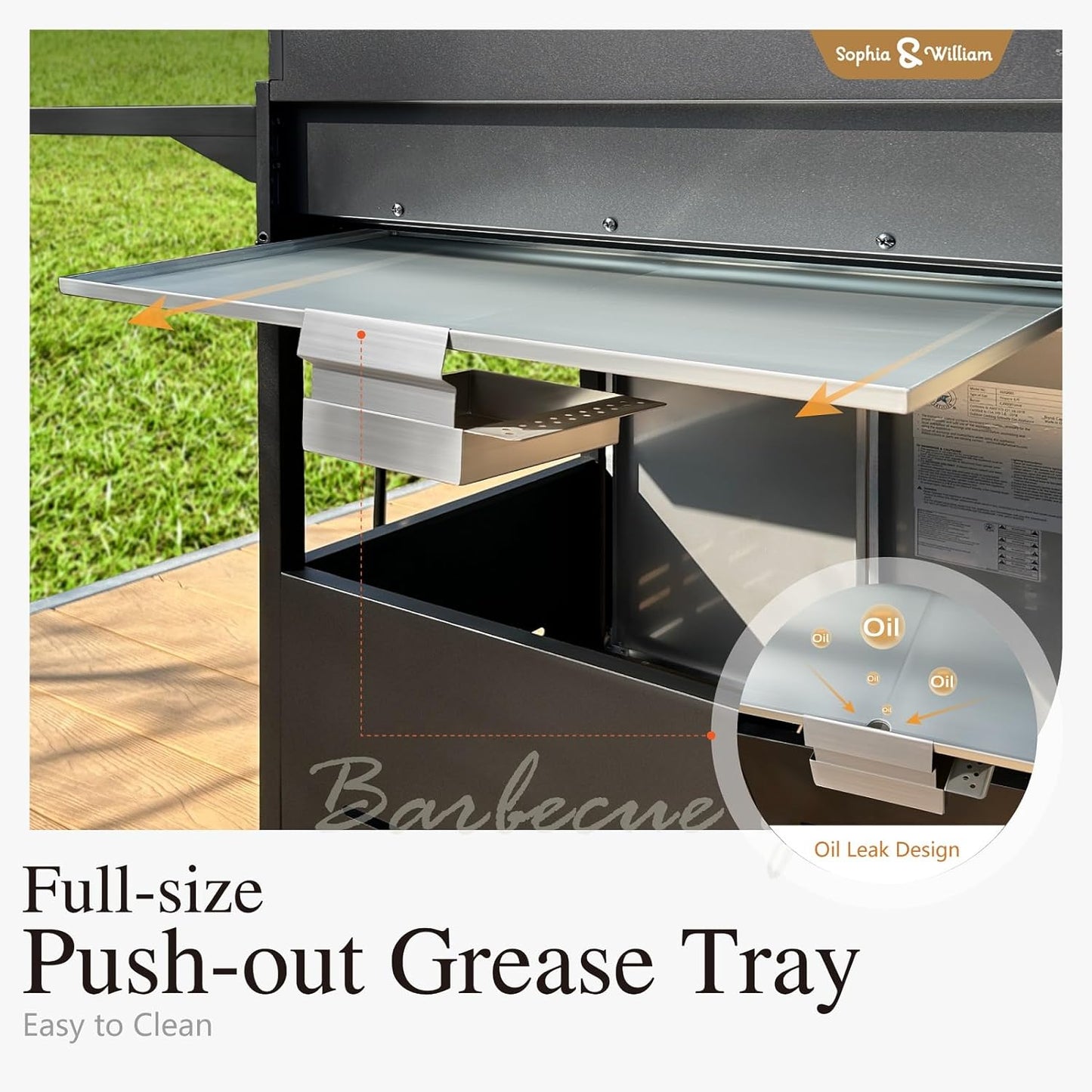 Burner Gas grill with side burner and enameled cast iron grille 42,000BTU outdoor cooking stainless steel propane grill Garden grill, silver