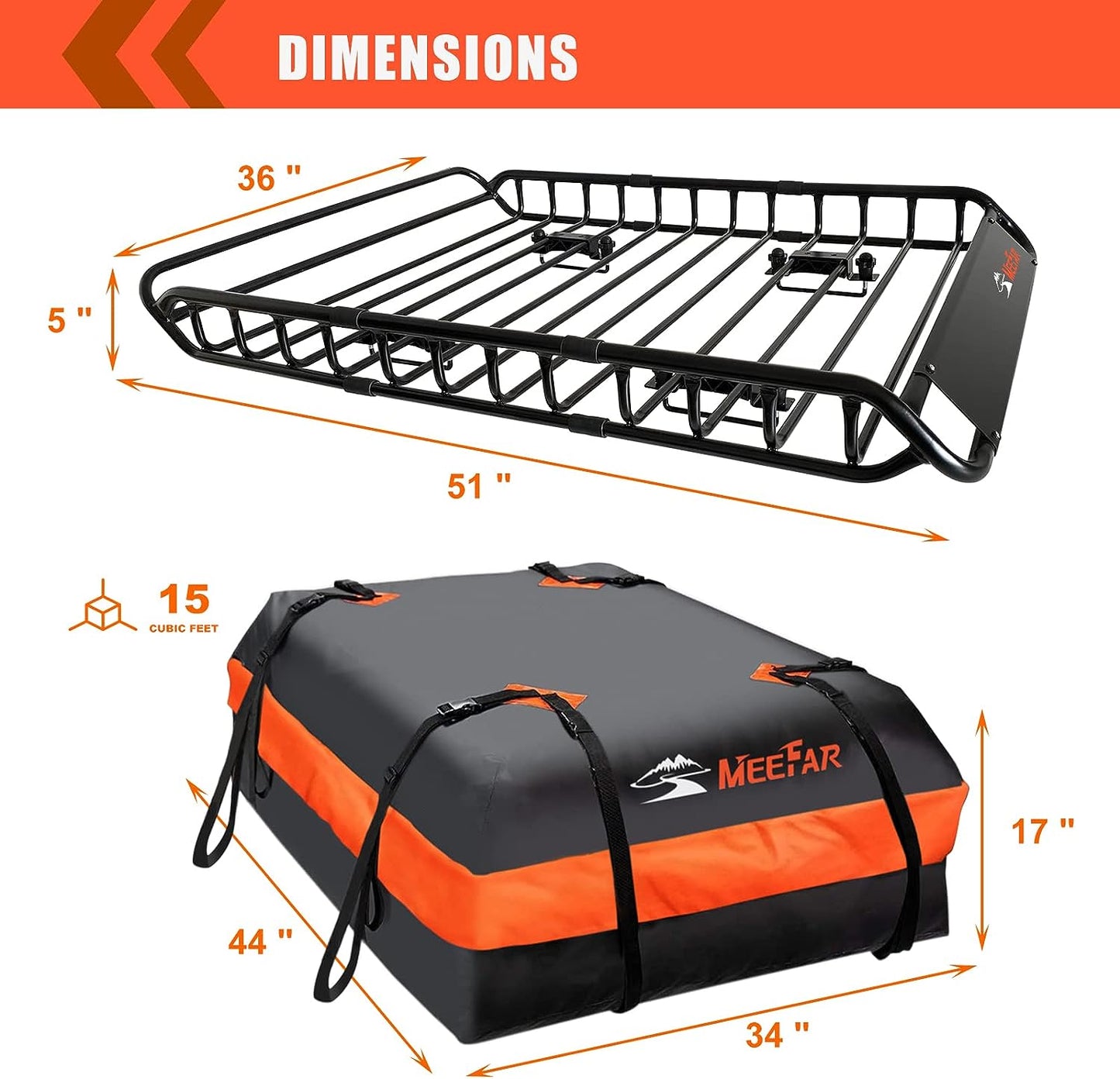 Roof Rack Universal Roof Basket 51" X 36" X 5" + Waterproof Bag