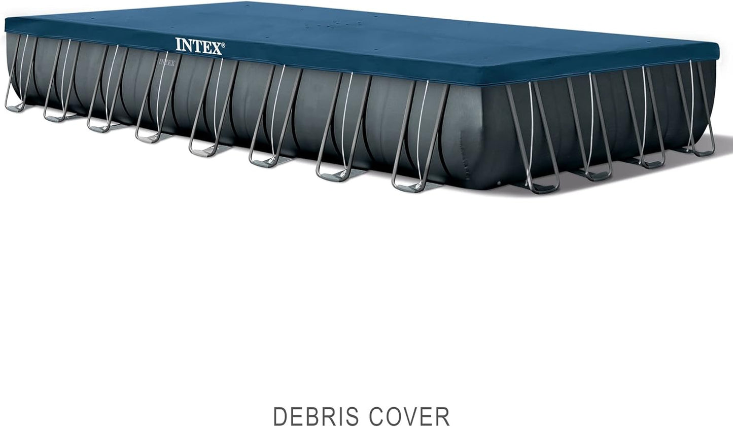 Rectangular Frame Above Ground Outdoor Swimming Pool Set with 1200 GPH Sand Filter Pump, Pool Cover and Ladder