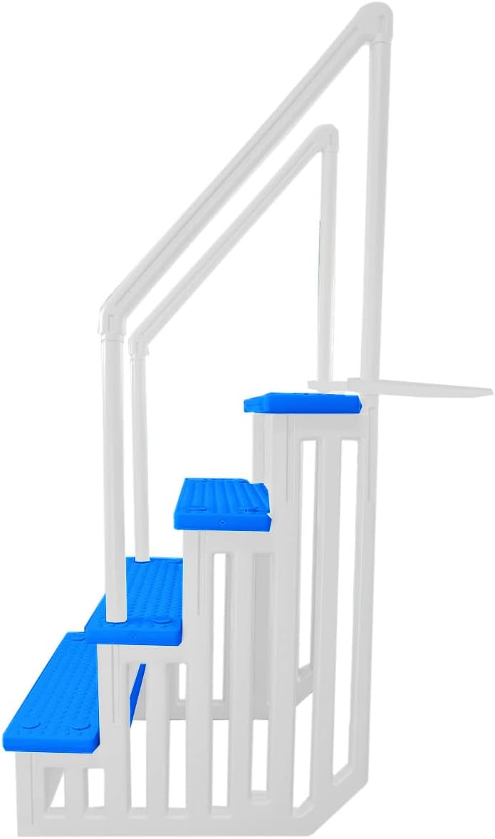Select Anti-Slip in-Pool Steps | Gray | for Above Ground Swimming Pools | Can Mount to Decks 48" to 54" H | Safety Stairs Capacity Up to 300 lbs