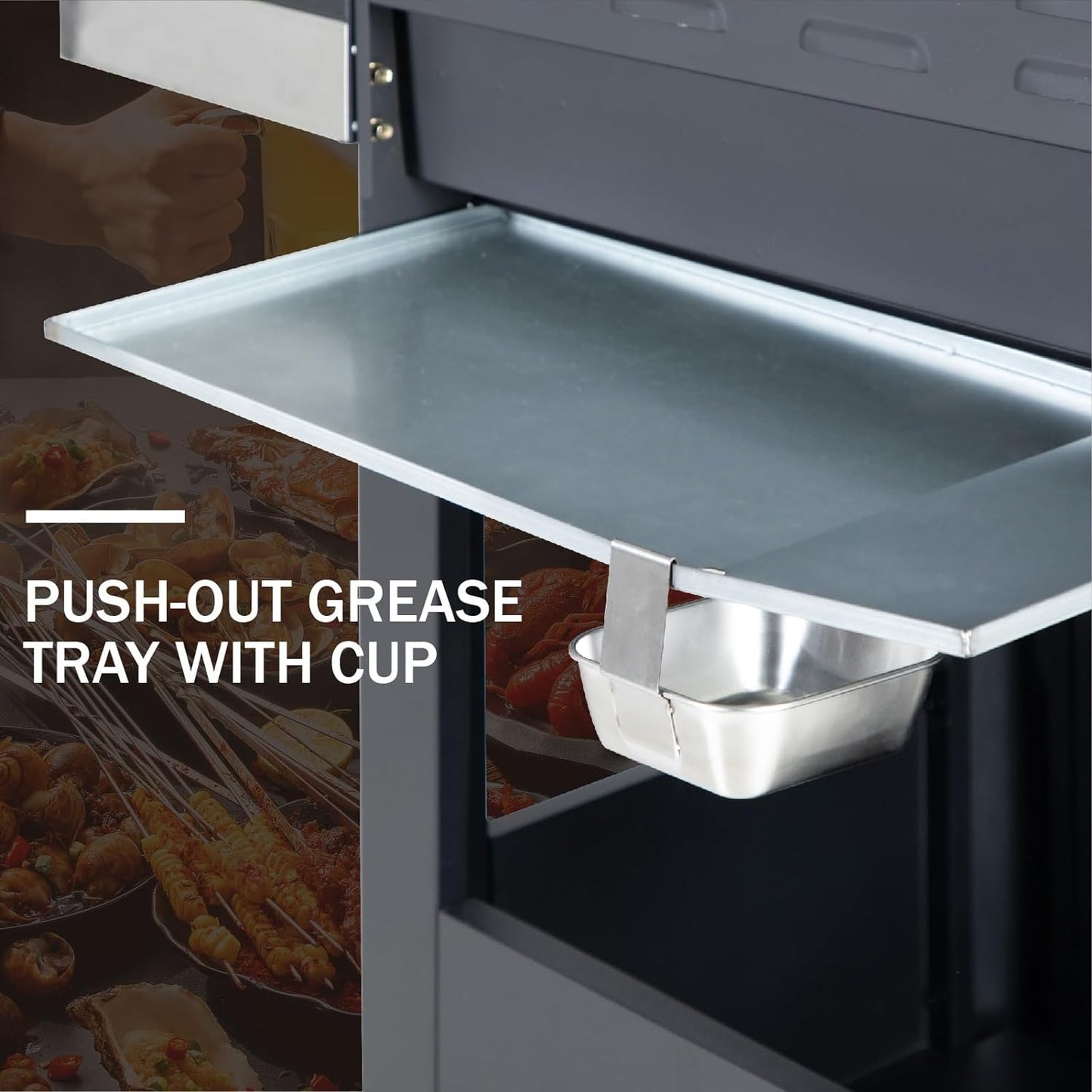 Burner Gas grill with side burner and enameled cast iron grille 42,000BTU outdoor cooking stainless steel propane grill Garden grill, silver