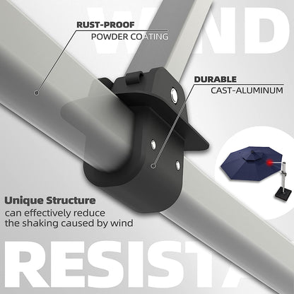 12ft Solar LED Patio Umbrella Outdoor Round Umbrella Large Cantilever Umbrella with LED Lights Windproof Bias Umbrella Heavy Duty Parasol for Garden Deck Pool Patio