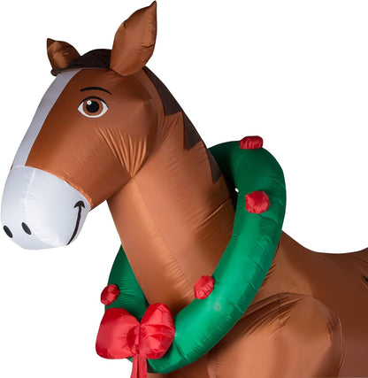 Christmas Inflatables Clydesdale Horse Holiday Inflatable, 9 Foot Wide and Lights Up, Comes with Tether Stakes, Rope, Power Supply and Two Bonus Repair Patches Brown MTR-17148