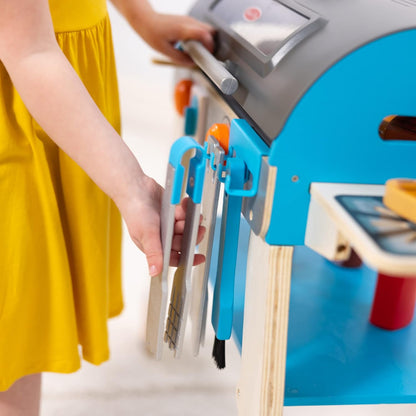 Wooden Luxury Grill, Smoker and Pizza Oven Toy Food Toy for Kids Pretend Cooking