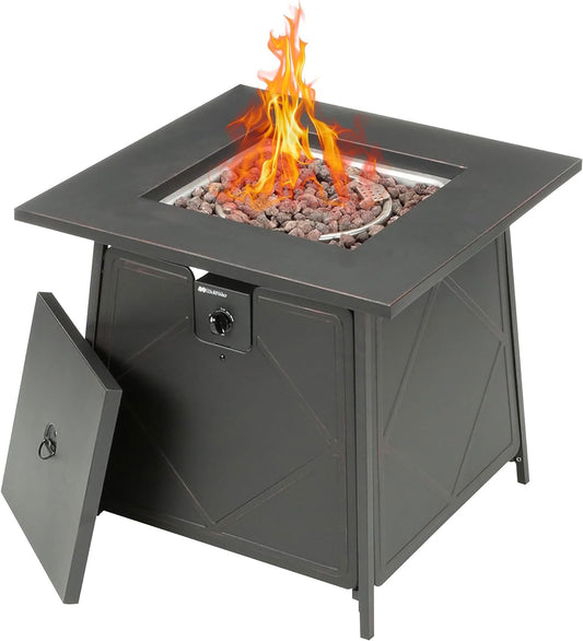 Four Seasons Patio Dual Heat 50,000 BTU Square Gas Fire Pit