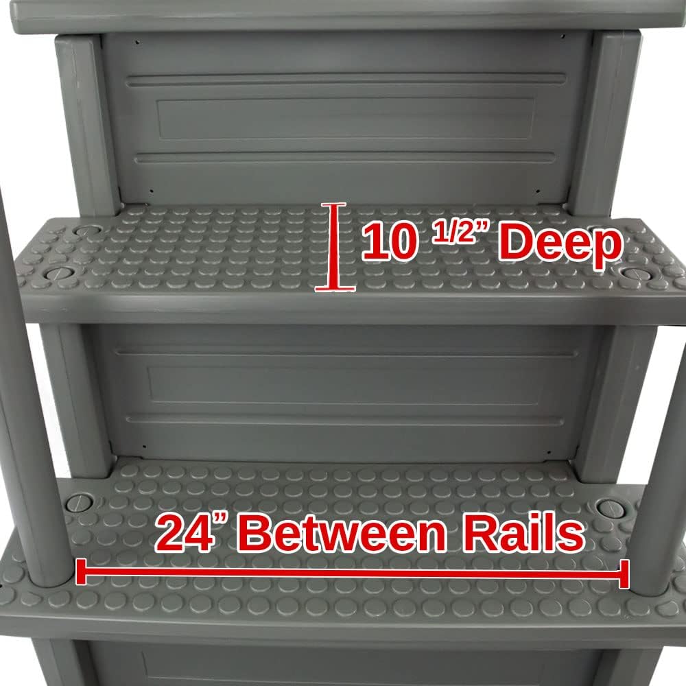 Select Anti-Slip in-Pool Steps | Gray | for Above Ground Swimming Pools | Can Mount to Decks 48" to 54" H | Safety Stairs Capacity Up to 300 lbs