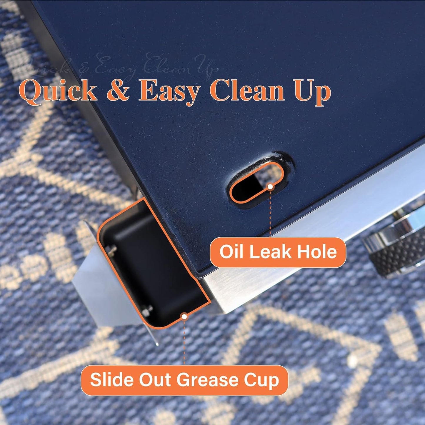 Burner Gas grill with side burner and enameled cast iron grille 42,000BTU outdoor cooking stainless steel propane grill Garden grill, silver