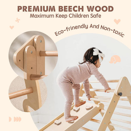 5 in 1 Pikler Triangle Set, Baby Climbing Toy Indoor Playground, Kids Jungle Gym