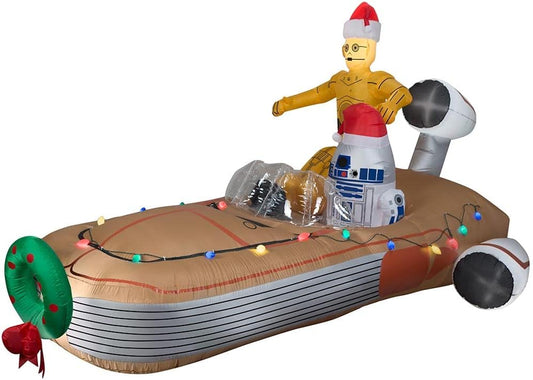 11" Inflatable Christmas Disney Star Wars C-3PO and R2-D2 Land Speeder Scene Yard Decor 37064