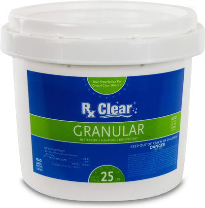 Clear Stabilized Granular Chlorine | One 50-Pound Bucket | Use As Bactericide, Algaecide, and Disinfectant in Swimming Pools and Spas | Fast Dissolving and UV Protected