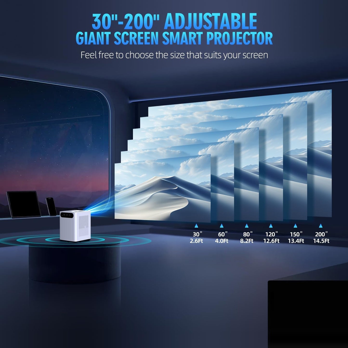 Projector with WiFi and Bluetooth