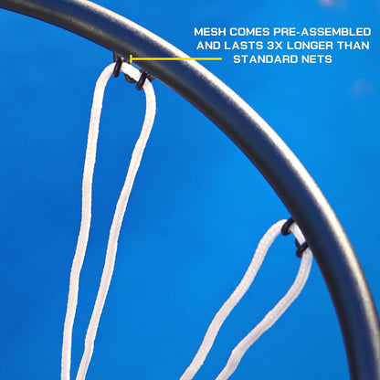 All-In-One Pool Basketball Hoop - Includes Composite Basketball, Air Pump, & Tools - Matte Black Heavy Duty Set - Adjustable Poolside Basketball Goal - Made for Kids, Teens, & Adults