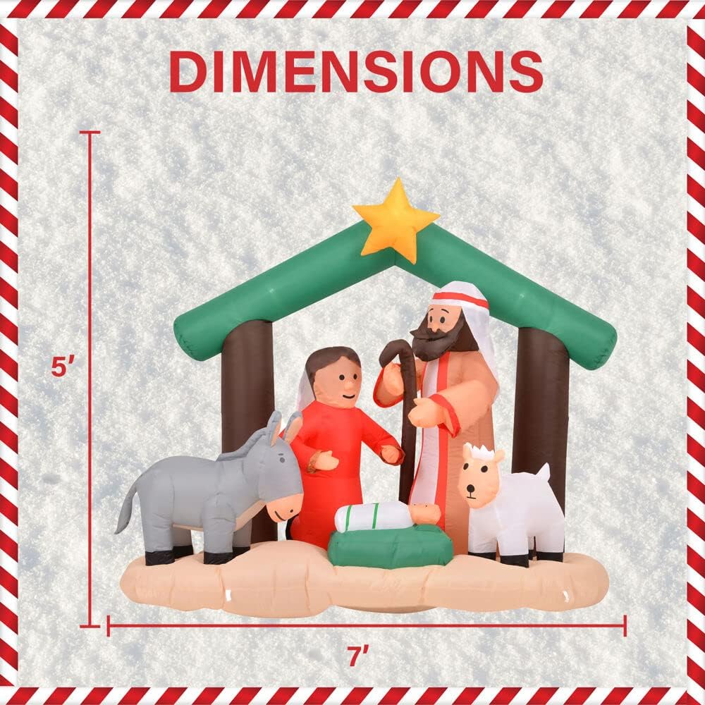 Farm 20ft. Tall Pre-Lighted Christmas Inflatable | Happy Snowman with RGB Lights and Storage Bag | Outdoor Holiday Amplified Holiday Celebration Party Decoration