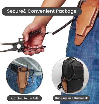 RXLUY Titanium Fishing Pliers, Premium Saltwater Fishing Gear, Tungsten Cutters, Split Ring Hook Remover, Knot Tying Tool with Lanyard, Ice Fishing, Sea Fishing Kit Gifts for Men