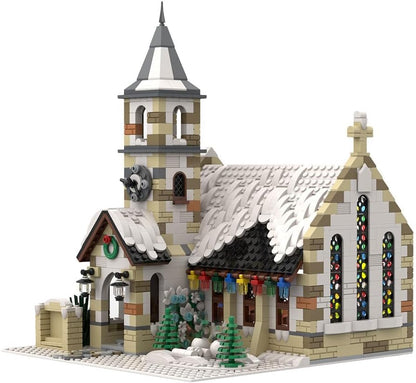 Christmas Country Church Building Kit, MOC-147549 Winter Modular Building Blocks Christmas House Building Block Building Toy (1769 Pieces)
