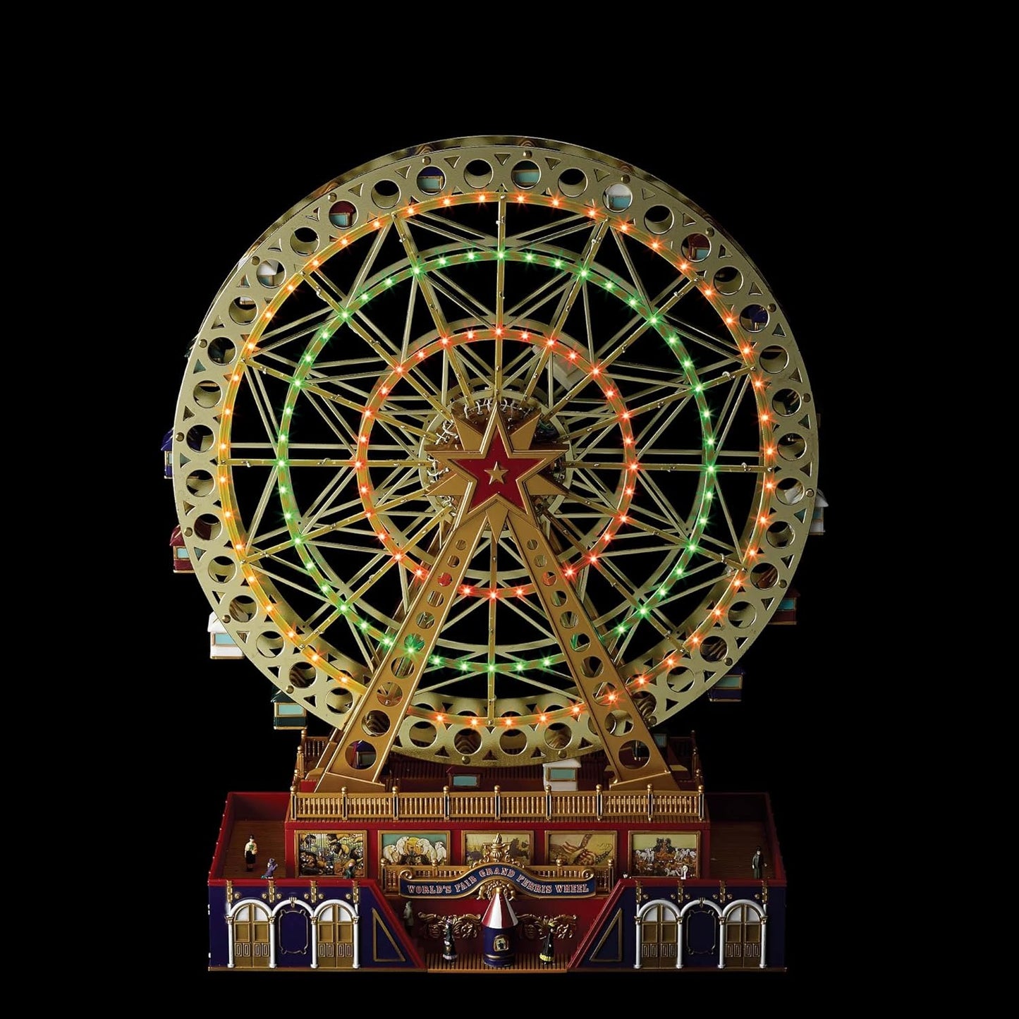 World's Fair Ferris Wheel Musical Animation Indoor Christmas Decor, 15", Gold & Very Merry Carousel Musical Animation Indoor Christmas Decor, 12", Red