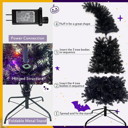 7ft Black Christmas Tree for Halloween Christmas (Black)