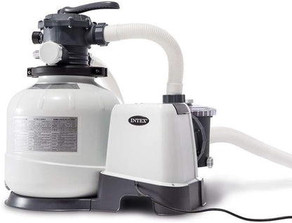 Intex 26651EG Krystal Clear 16 Inch 3,000 GPH Above Ground Pool Sand Filter Pump with Automatic Timer, GFCI, and 6 Function Control, Gray