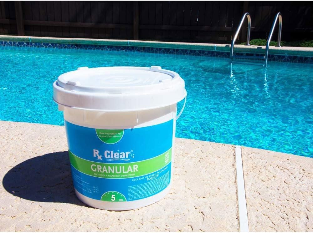 Clear Stabilized Granular Chlorine | One 50-Pound Bucket | Use As Bactericide, Algaecide, and Disinfectant in Swimming Pools and Spas | Fast Dissolving and UV Protected