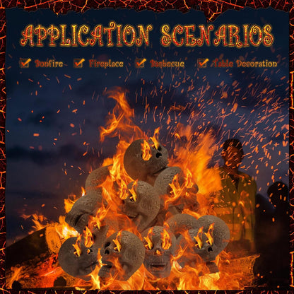 48-Pack Fire Pit Skulls, Halloween Skull Stone Decorations