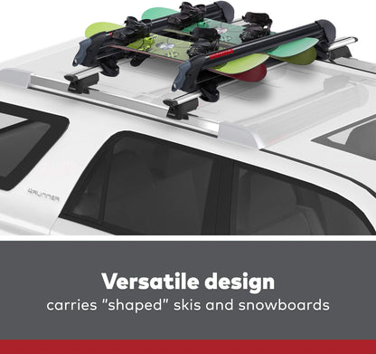 Yakima, PowderHound 6 Ski & Snowboard Mount, Fits Up to 6 Pairs of Skis or 4 Snowboards, Rides Quietly, Fits Most Roof Racks, Black