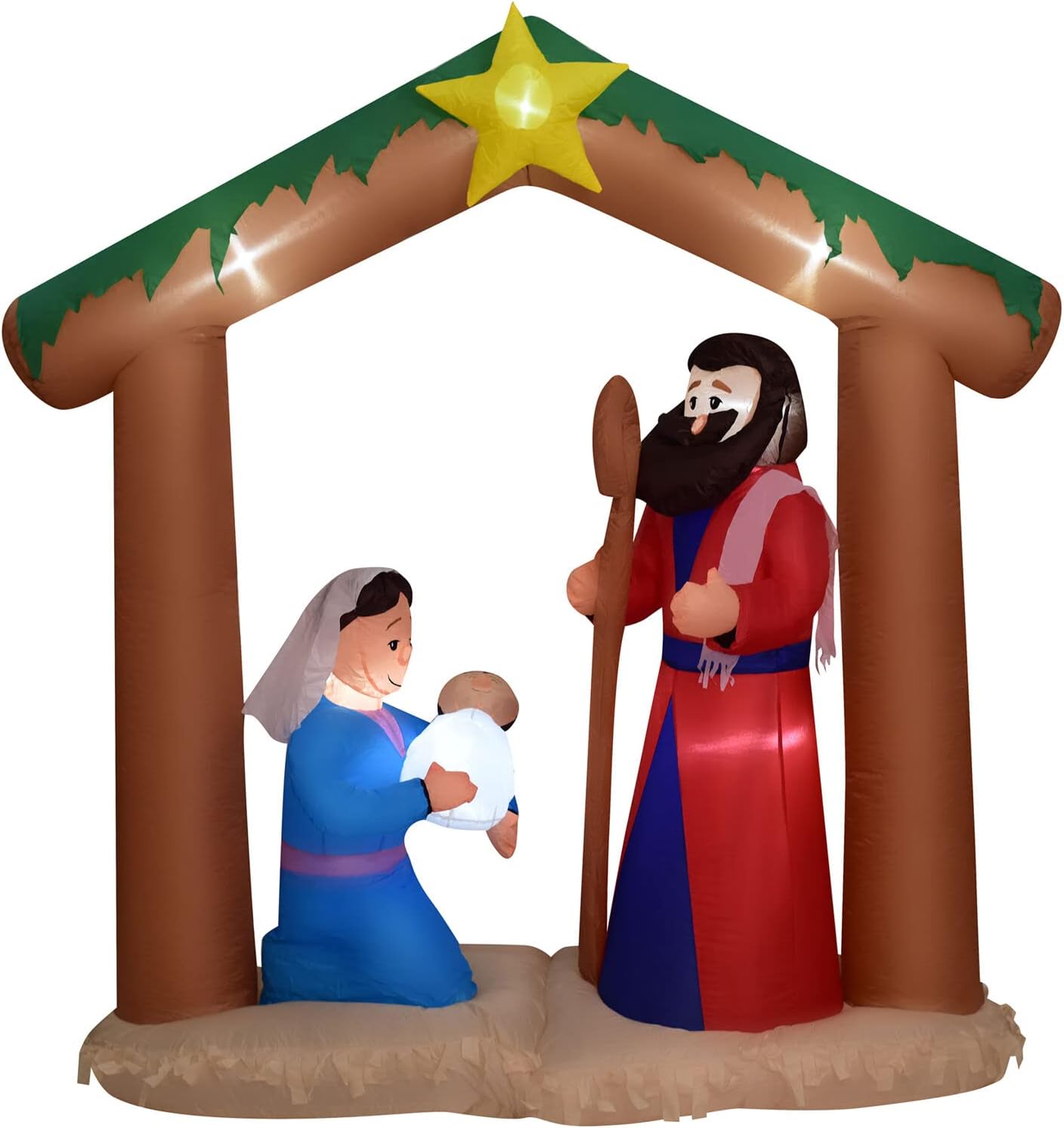 Farm 20ft. Tall Pre-Lighted Christmas Inflatable | Happy Snowman with RGB Lights and Storage Bag | Outdoor Holiday Amplified Holiday Celebration Party Decoration