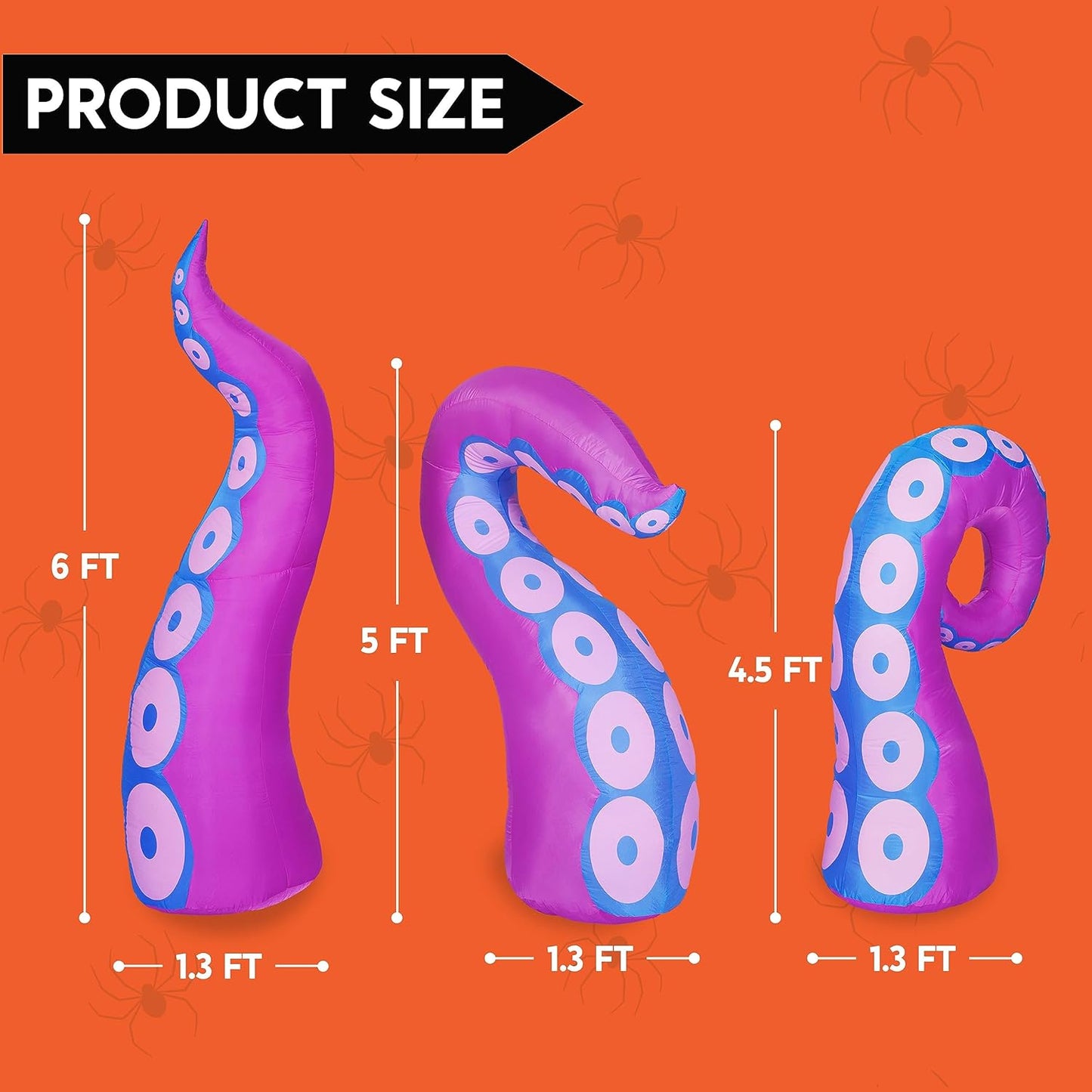 3-Pack Halloween Inflatable Giant Octopus Tentacles