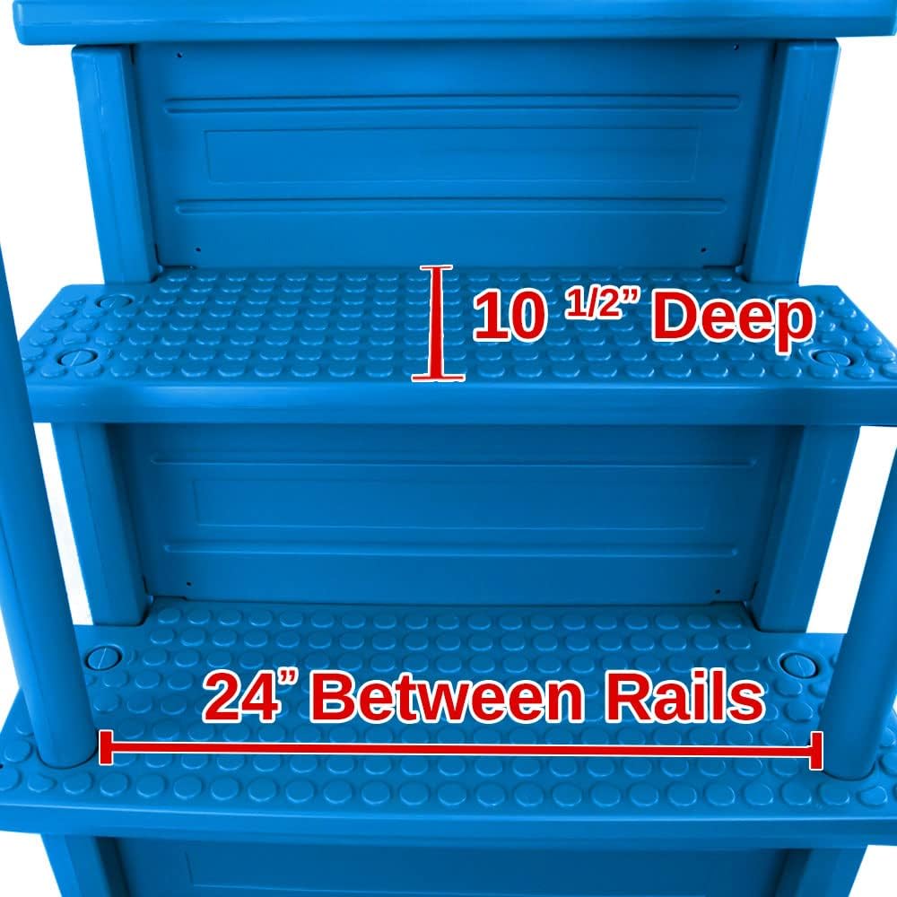 Select Anti-Slip in-Pool Steps | Gray | for Above Ground Swimming Pools | Can Mount to Decks 48" to 54" H | Safety Stairs Capacity Up to 300 lbs
