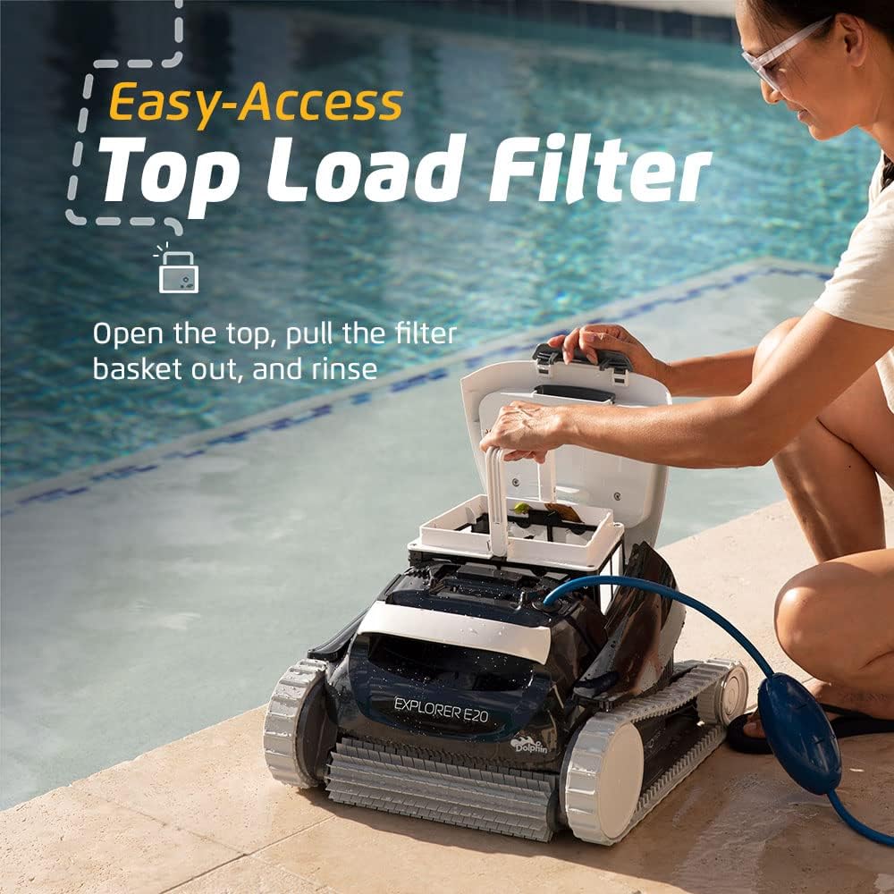Robotic Pool Vacuum Cleaner All Pools up to 30 FT - Scrubber Brush Easy Top Load Filters