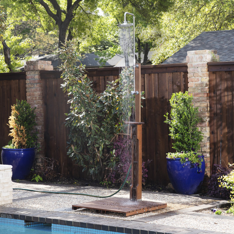 94.5" H Stainless Steel Freestanding Outdoor Shower and Duckboard