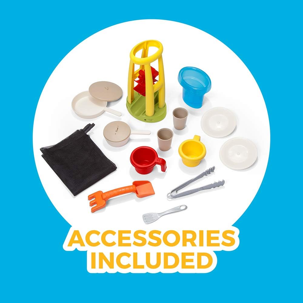 All-round play patio with canopy, kids indoor and outdoor kitchen play set