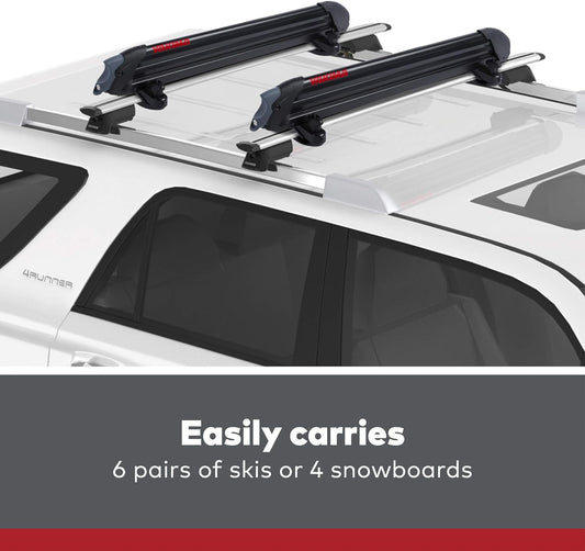Yakima, PowderHound 6 Ski & Snowboard Mount, Fits Up to 6 Pairs of Skis or 4 Snowboards, Rides Quietly, Fits Most Roof Racks, Black