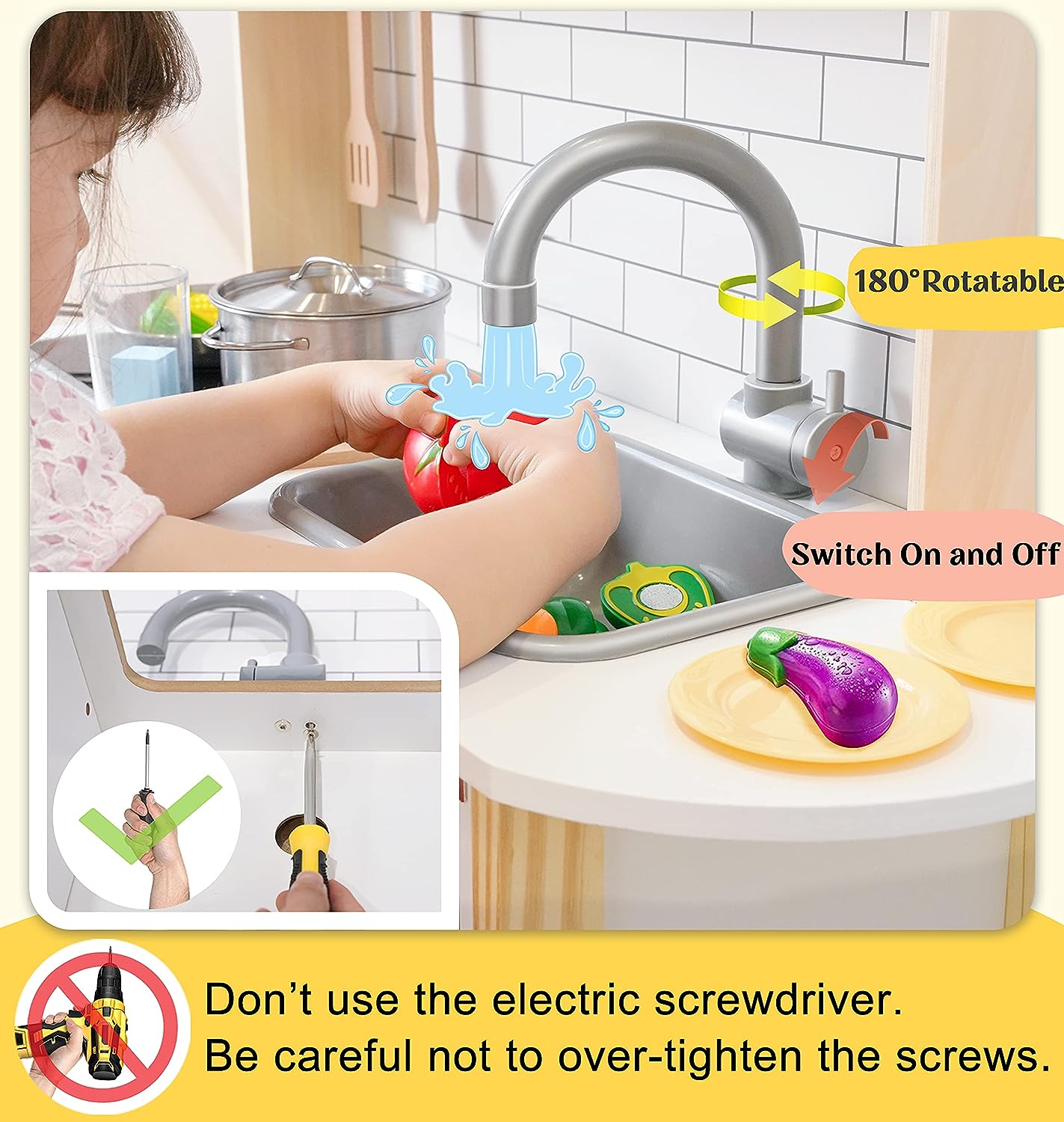 Children's small land play kitchen, wooden children's play kitchen toy set