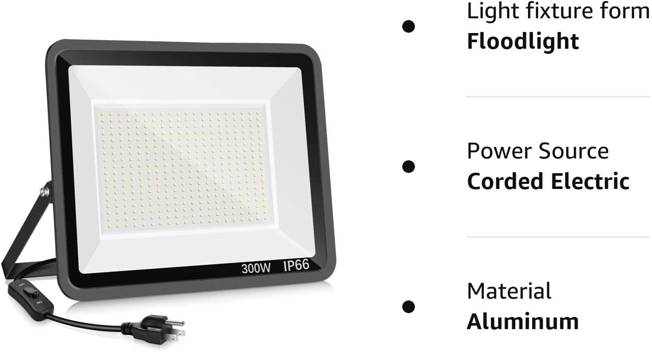 3 Pack 200W LED Flood Light,Super Bright Exterior Security Lights With Plug,IP66 Waterproof Outdoor Flood Light, 22800lm 5000K Daylight White Floodlight for Yard, Garden,Basketball Court, Arena
