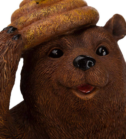 Oh Honey Solar Birdbath with Bear and Bee Hive