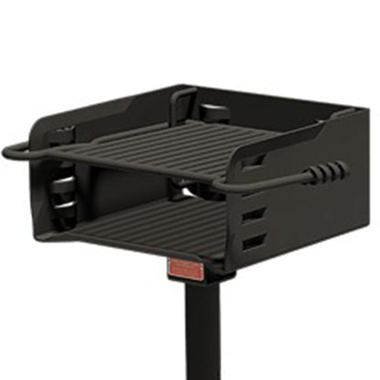 Pilot Rock Park Style Steel Outdoor BBQ Charcoal Grill and Post, Black