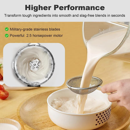 Kitchen Quiet Professional Blender: Vacuum Commercial Blender for Shakes and Smoothies - 56 Ounce Industrial Countertop Blender - 1500 Watt High Power Smoothie Blender with Guard, 29015 (Black)