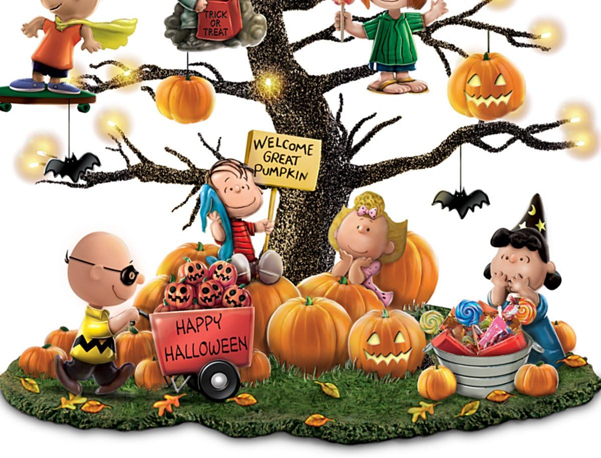 Pumpkin lights up Halloween tabletop tree