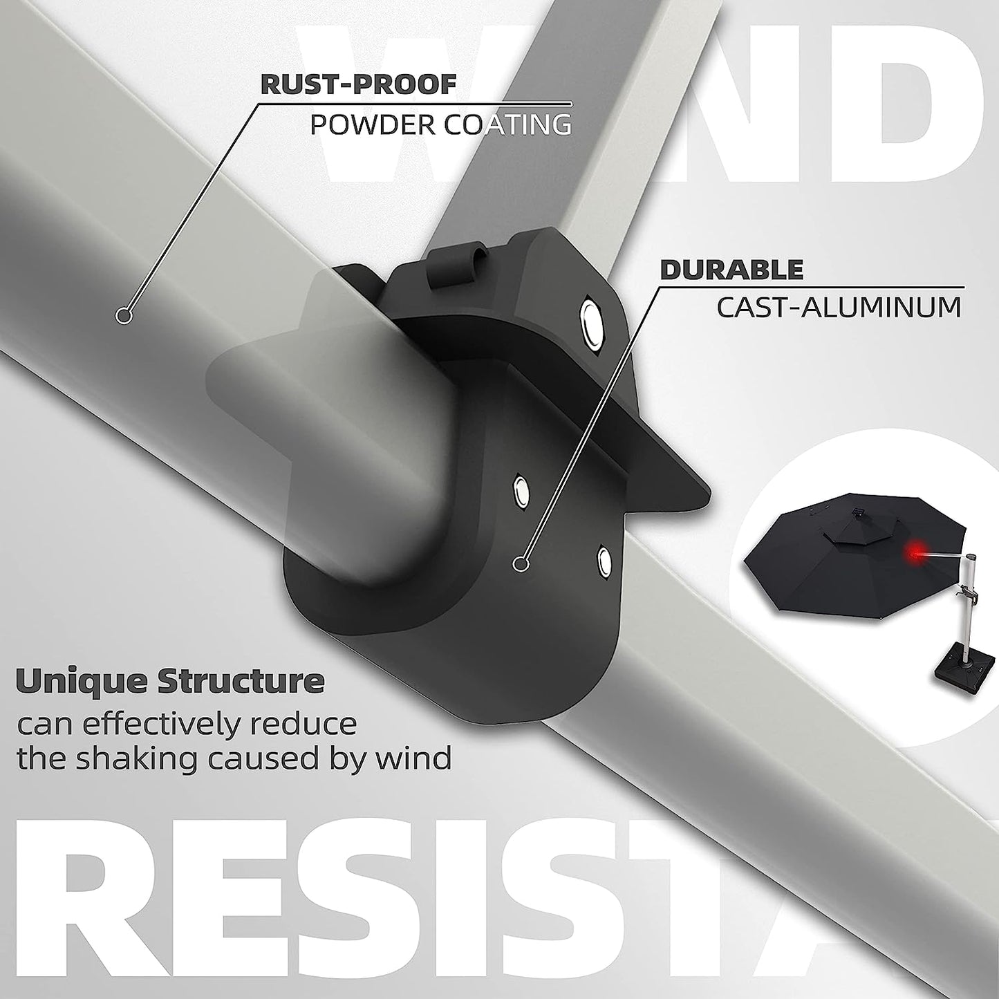 12ft Solar LED Patio Umbrella Outdoor Round Umbrella Large Cantilever Umbrella with LED Lights Windproof Bias Umbrella Heavy Duty Parasol for Garden Deck Pool Patio