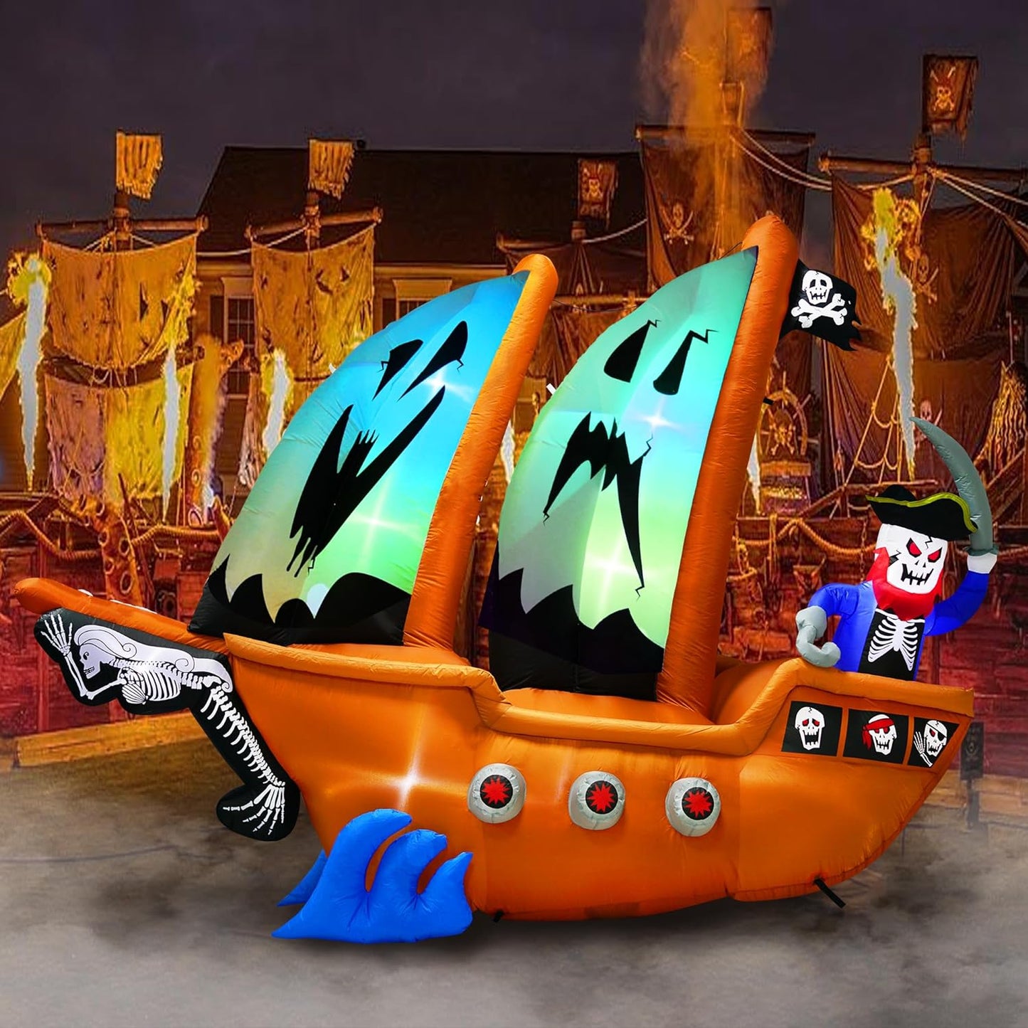 10ft Halloween Inflatable Pirate Ship Decoration