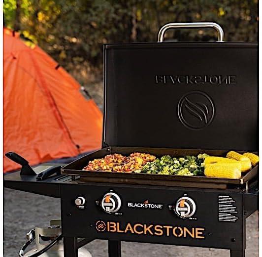 Blackstone 1883 Gas Hood & Side Shelves Heavy Duty Flat Top Griddle Grill Station for Kitchen, Camping, Outdoor, Tailgating, Countertop 28 inch Black