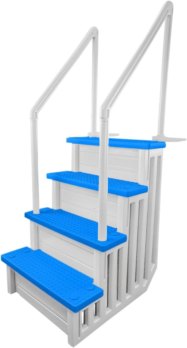Select Anti-Slip in-Pool Steps | Gray | for Above Ground Swimming Pools | Can Mount to Decks 48" to 54" H | Safety Stairs Capacity Up to 300 lbs
