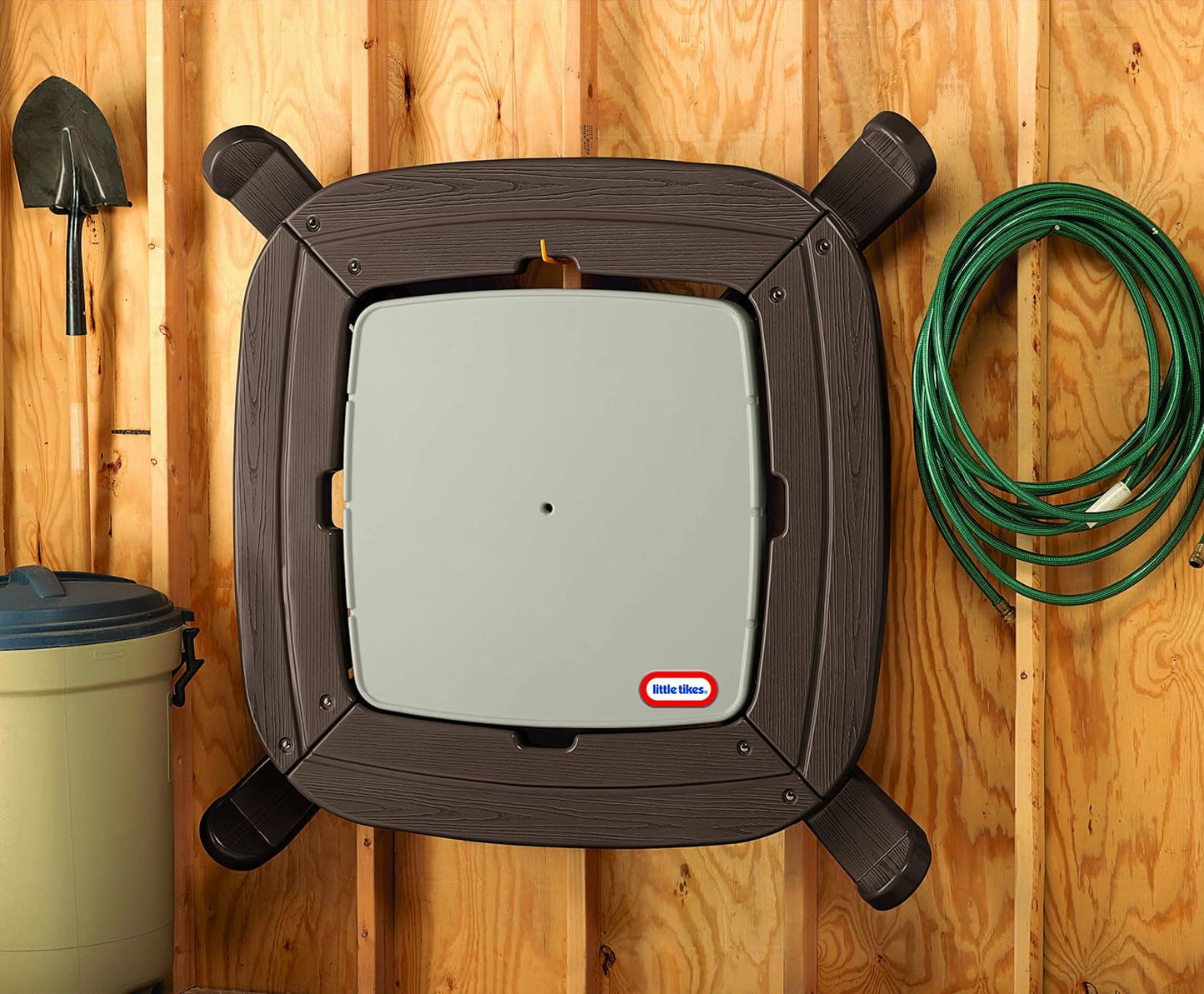 Picnic table with market umbrella, brown